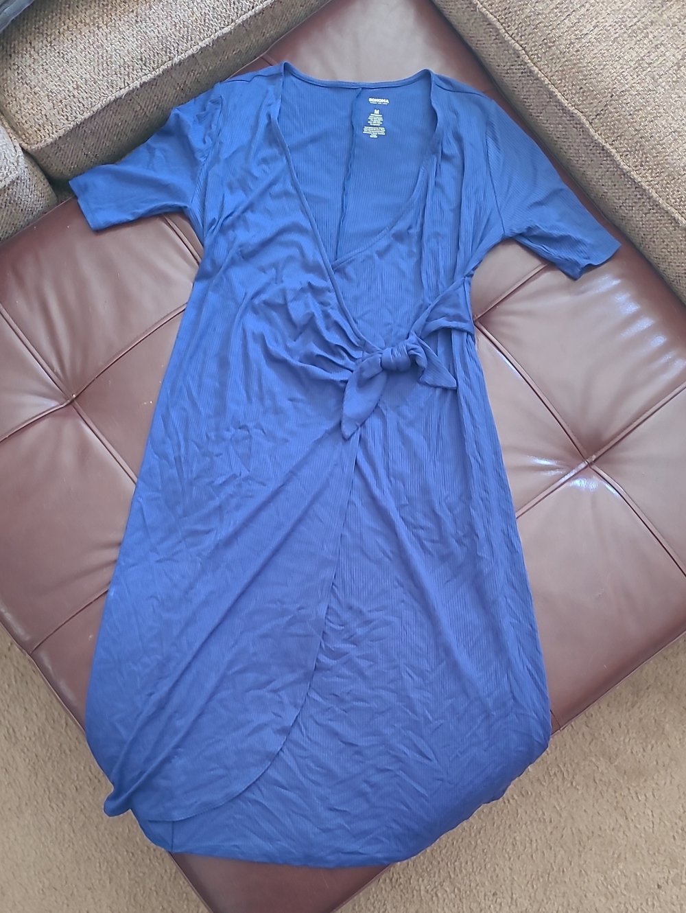 Sonoma Navy Ribbed Maternity  Dress With Side Tie